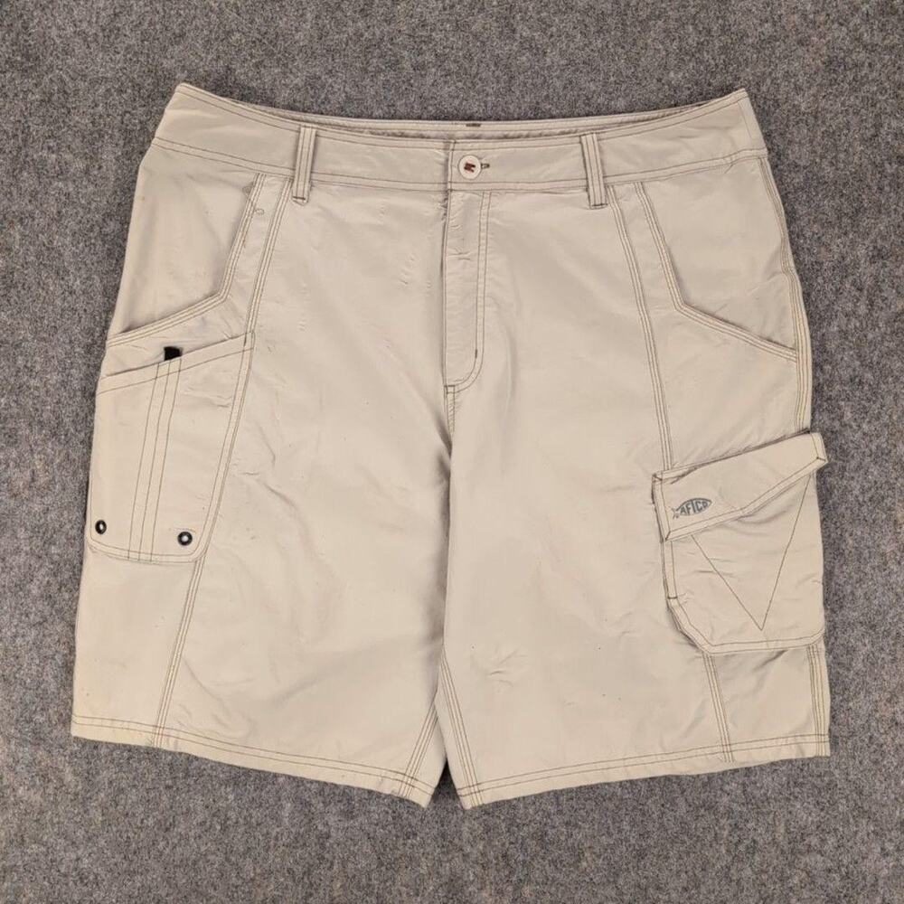 AFTCO Shorts Mens 38 Beige Nylon Cargo Stretch Fishing Quick Dry Pockets Outdoor